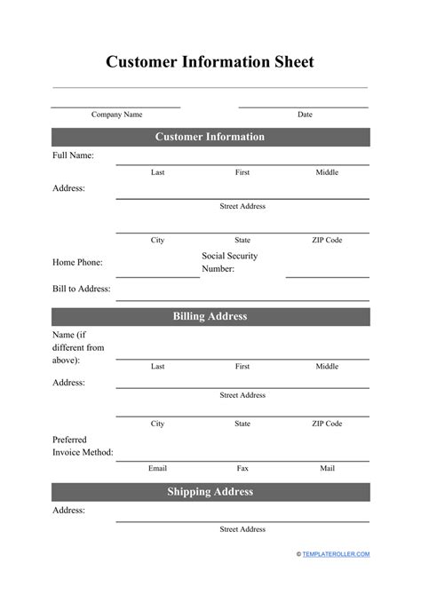 CUSTOMER INFORMATION SHEET (INDIVIDUAL) .